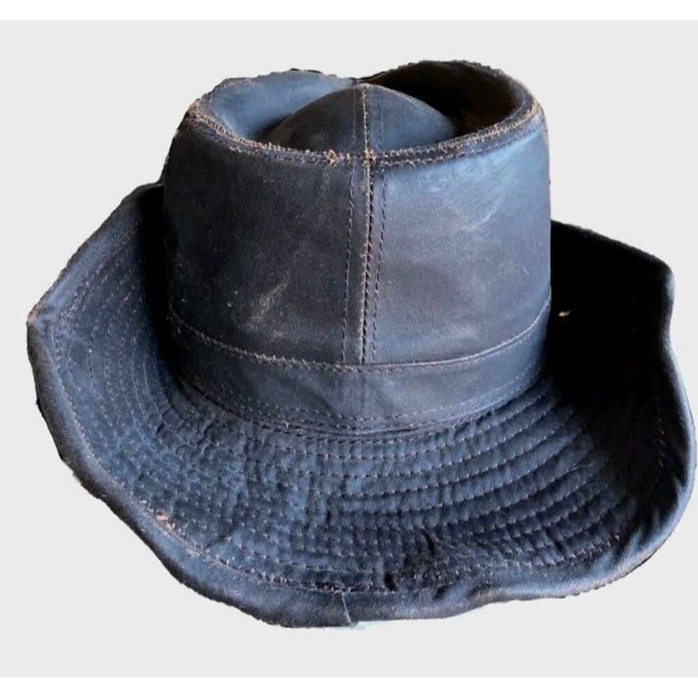 Dorfman Pacific Distressed Waxed Cotton Brown Cowboy Hat Large DPC